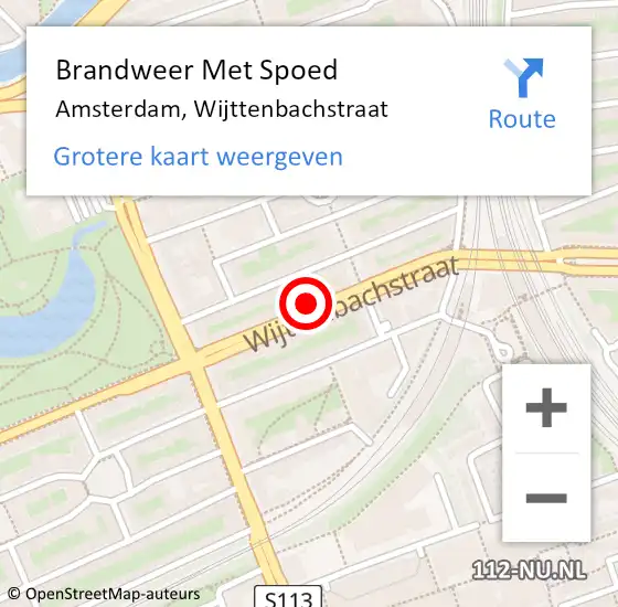 Locatie op kaart van de 112 melding: Brandweer Met Spoed Naar Amsterdam, Wijttenbachstraat op 17 maart 2024 10:50