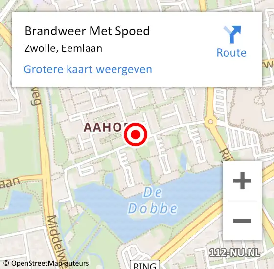 Locatie op kaart van de 112 melding: Brandweer Met Spoed Naar Zwolle, Eemlaan op 17 maart 2024 11:38