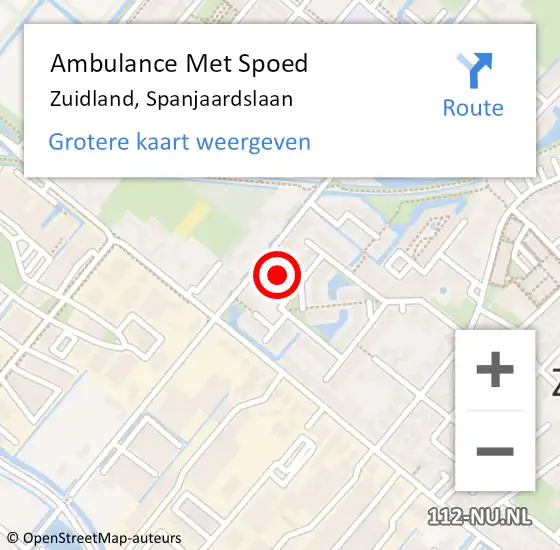 Locatie op kaart van de 112 melding: Ambulance Met Spoed Naar Zuidland, Spanjaardslaan op 17 maart 2024 12:06