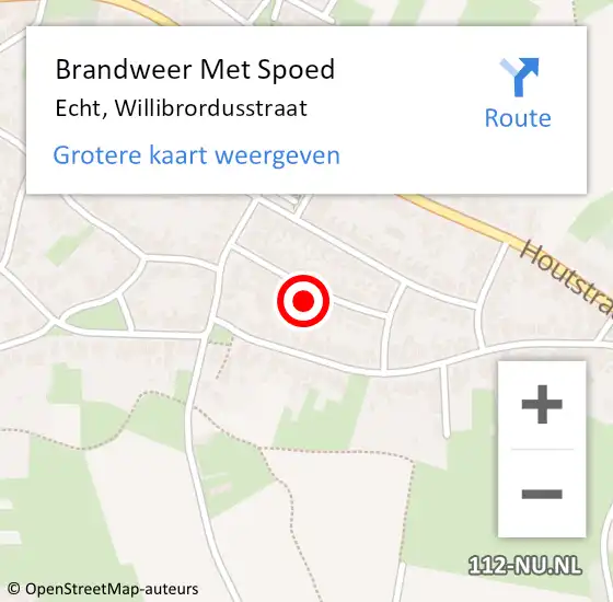 Locatie op kaart van de 112 melding: Brandweer Met Spoed Naar Echt, Willibrordusstraat op 17 maart 2024 12:36