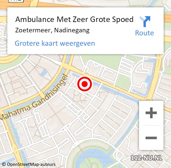 Locatie op kaart van de 112 melding: Ambulance Met Zeer Grote Spoed Naar Zoetermeer, Nadinegang op 17 maart 2024 12:55