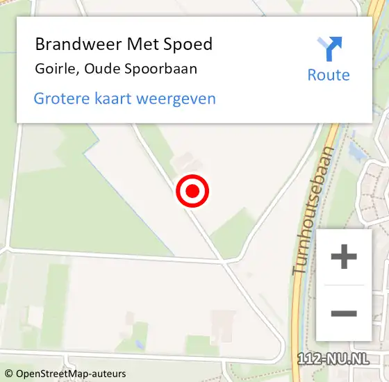 Locatie op kaart van de 112 melding: Brandweer Met Spoed Naar Goirle, Oude Spoorbaan op 17 maart 2024 13:06