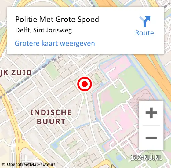 Locatie op kaart van de 112 melding: Politie Met Grote Spoed Naar Delft, Sint Jorisweg op 17 maart 2024 13:48