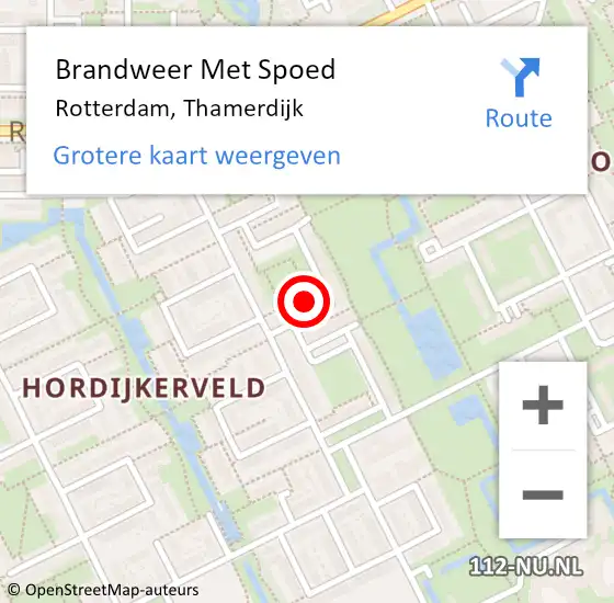 Locatie op kaart van de 112 melding: Brandweer Met Spoed Naar Rotterdam, Thamerdijk op 17 maart 2024 14:08