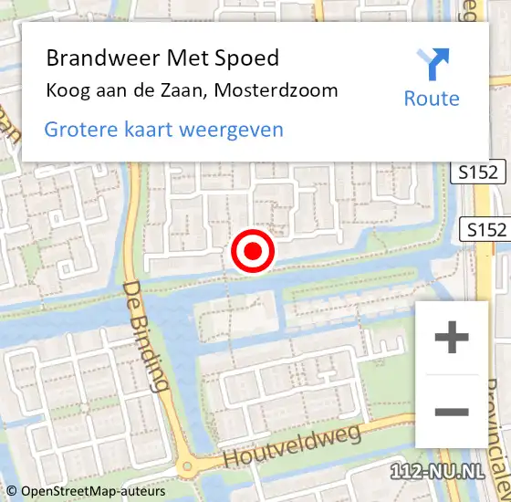 Locatie op kaart van de 112 melding: Brandweer Met Spoed Naar Koog aan de Zaan, Mosterdzoom op 17 maart 2024 14:14