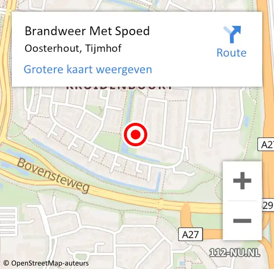 Locatie op kaart van de 112 melding: Brandweer Met Spoed Naar Oosterhout, Tijmhof op 17 maart 2024 14:15