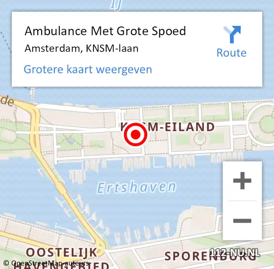 Locatie op kaart van de 112 melding: Ambulance Met Grote Spoed Naar Amsterdam, KNSM-laan op 17 maart 2024 14:26