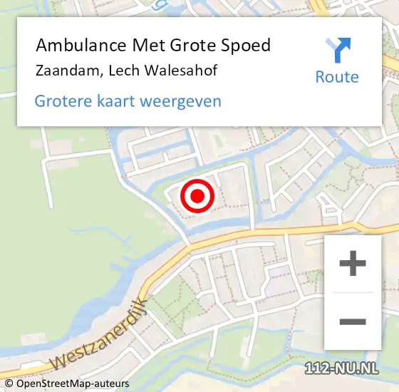 Locatie op kaart van de 112 melding: Ambulance Met Grote Spoed Naar Zaandam, Lech Walesahof op 17 maart 2024 15:02