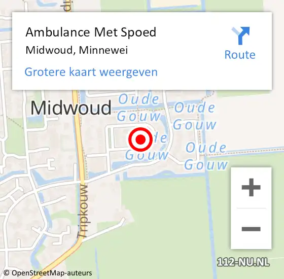 Locatie op kaart van de 112 melding: Ambulance Met Spoed Naar Midwoud, Minnewei op 17 maart 2024 15:40