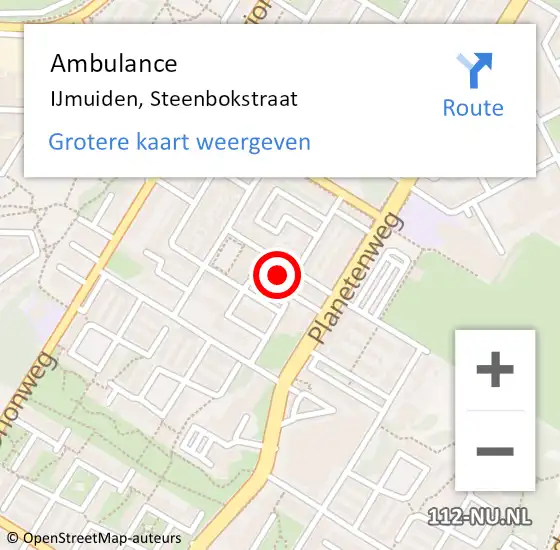 Locatie op kaart van de 112 melding: Ambulance IJmuiden, Steenbokstraat op 17 maart 2024 15:52