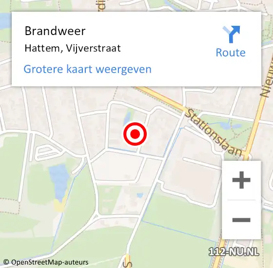 Locatie op kaart van de 112 melding: Brandweer Hattem, Vijverstraat op 17 maart 2024 16:19