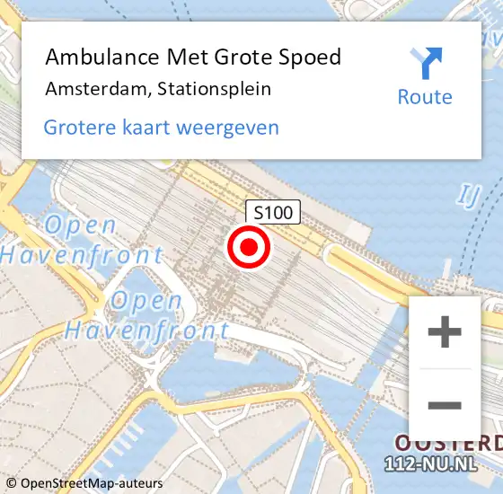 Locatie op kaart van de 112 melding: Ambulance Met Grote Spoed Naar Amsterdam, Stationsplein op 17 maart 2024 16:20