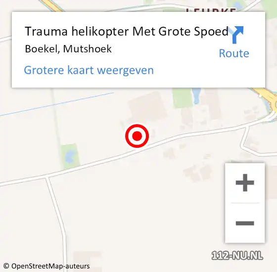 Locatie op kaart van de 112 melding: Trauma helikopter Met Grote Spoed Naar Boekel, Mutshoek op 17 maart 2024 16:33