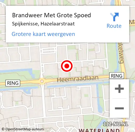 Locatie op kaart van de 112 melding: Brandweer Met Grote Spoed Naar Spijkenisse, Hazelaarstraat op 17 maart 2024 16:50