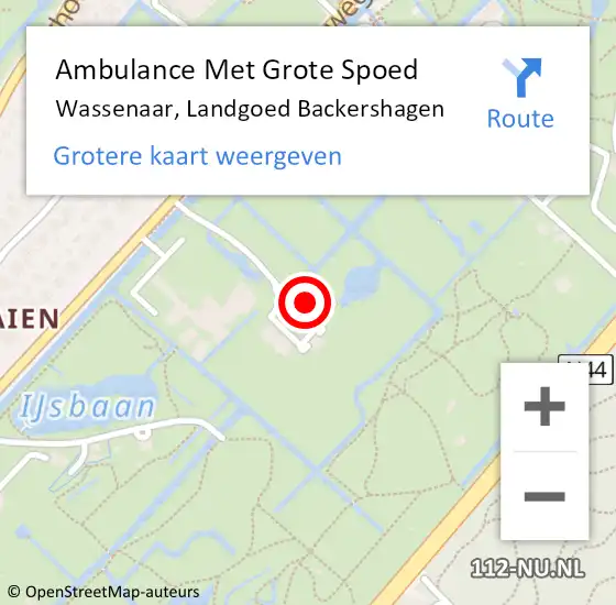 Locatie op kaart van de 112 melding: Ambulance Met Grote Spoed Naar Wassenaar, Landgoed Backershagen op 17 maart 2024 17:01