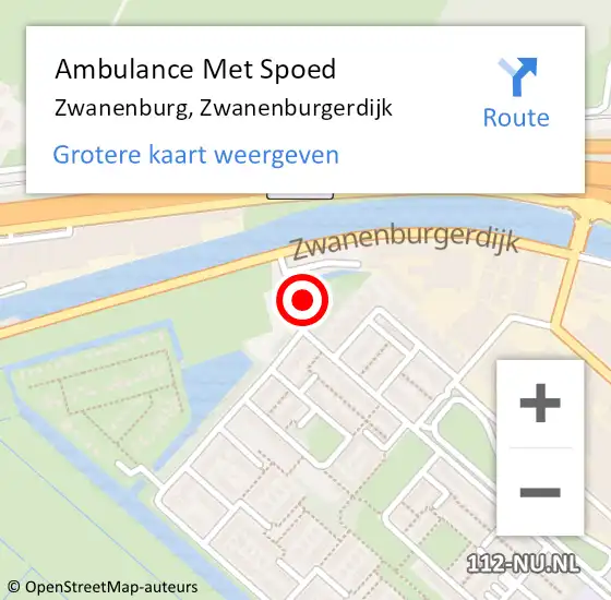 Locatie op kaart van de 112 melding: Ambulance Met Spoed Naar Zwanenburg, Zwanenburgerdijk op 17 maart 2024 17:36