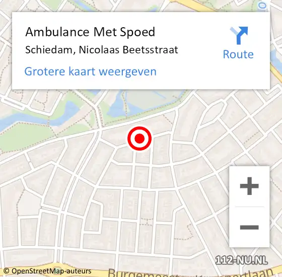 Locatie op kaart van de 112 melding: Ambulance Met Spoed Naar Schiedam, Nicolaas Beetsstraat op 17 maart 2024 18:28