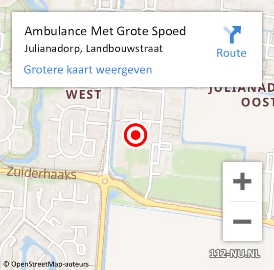 Locatie op kaart van de 112 melding: Ambulance Met Grote Spoed Naar Julianadorp, Landbouwstraat op 17 maart 2024 18:55