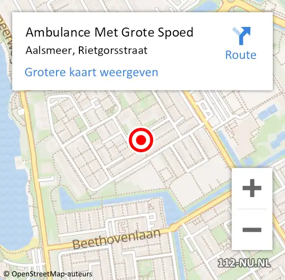 Locatie op kaart van de 112 melding: Ambulance Met Grote Spoed Naar Aalsmeer, Rietgorsstraat op 17 maart 2024 19:23