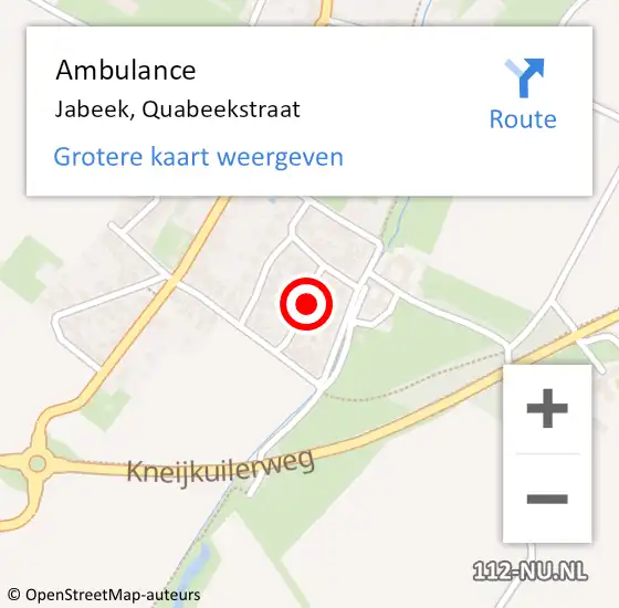 Locatie op kaart van de 112 melding: Ambulance Jabeek, Quabeekstraat op 29 september 2014 13:23