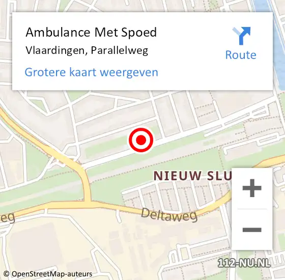 Locatie op kaart van de 112 melding: Ambulance Met Spoed Naar Vlaardingen, Parallelweg op 17 maart 2024 19:45