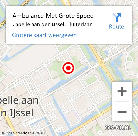Locatie op kaart van de 112 melding: Ambulance Met Grote Spoed Naar Capelle aan den IJssel, Fluiterlaan op 17 maart 2024 20:22