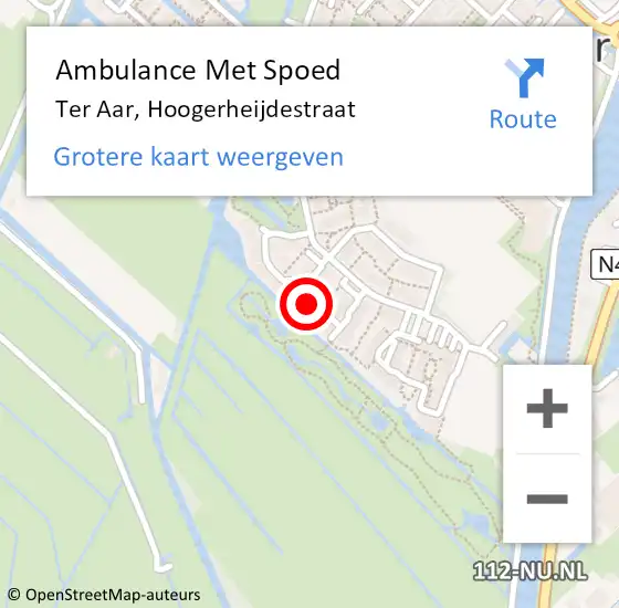Locatie op kaart van de 112 melding: Ambulance Met Spoed Naar Ter Aar, Hoogerheijdestraat op 17 maart 2024 20:34