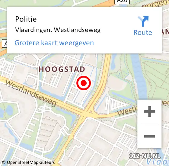 Locatie op kaart van de 112 melding: Politie Vlaardingen, Westlandseweg op 17 maart 2024 20:47
