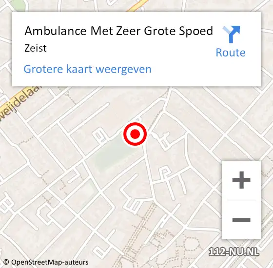 Locatie op kaart van de 112 melding: Ambulance Met Zeer Grote Spoed Naar Zeist op 17 maart 2024 21:04