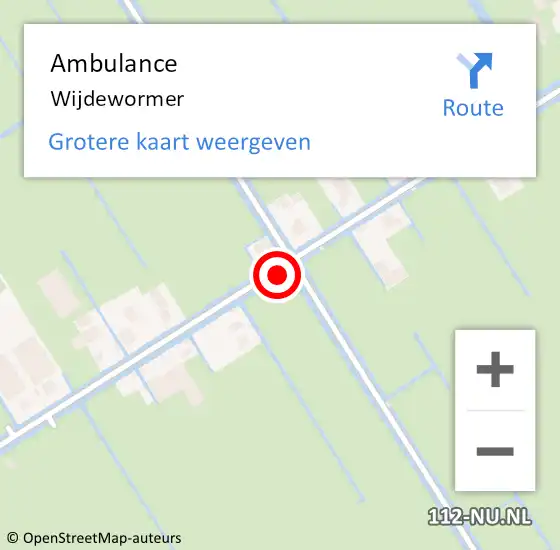 Locatie op kaart van de 112 melding: Ambulance Wijdewormer op 17 maart 2024 21:17