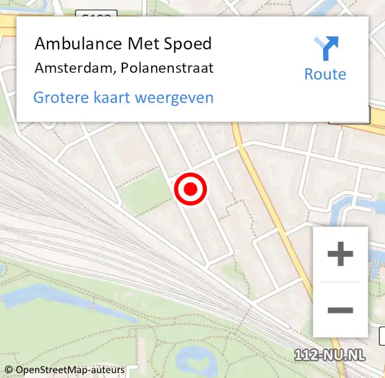 Locatie op kaart van de 112 melding: Ambulance Met Spoed Naar Amsterdam, Polanenstraat op 17 maart 2024 21:29