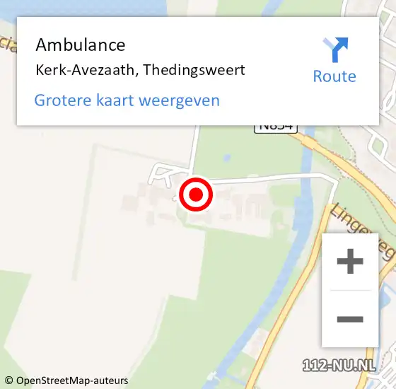 Locatie op kaart van de 112 melding: Ambulance Kerk-Avezaath, Thedingsweert op 29 september 2014 13:27