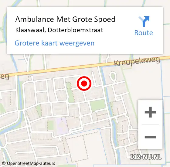 Locatie op kaart van de 112 melding: Ambulance Met Grote Spoed Naar Klaaswaal, Dotterbloemstraat op 17 maart 2024 22:45