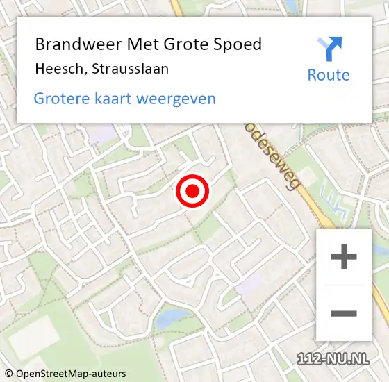 Locatie op kaart van de 112 melding: Brandweer Met Grote Spoed Naar Heesch, Strausslaan op 17 maart 2024 22:46