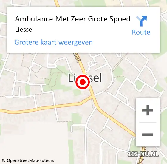 Locatie op kaart van de 112 melding: Ambulance Met Zeer Grote Spoed Naar Liessel op 17 maart 2024 22:53