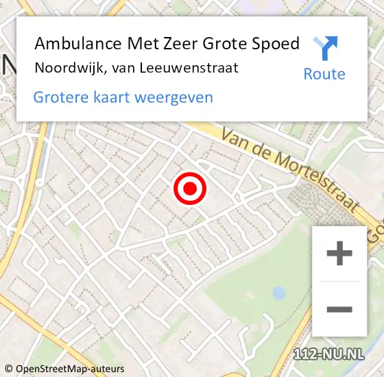 Locatie op kaart van de 112 melding: Ambulance Met Zeer Grote Spoed Naar Noordwijk, van Leeuwenstraat op 17 maart 2024 22:55