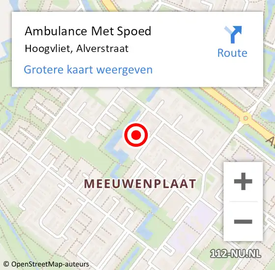 Locatie op kaart van de 112 melding: Ambulance Met Spoed Naar Hoogvliet, Alverstraat op 17 maart 2024 23:18