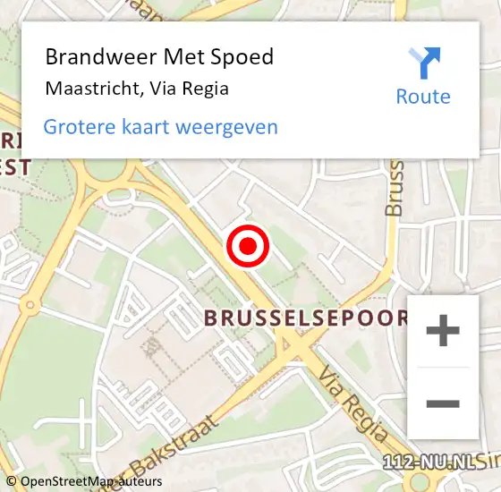 Locatie op kaart van de 112 melding: Brandweer Met Spoed Naar Maastricht, Via Regia op 17 maart 2024 23:38