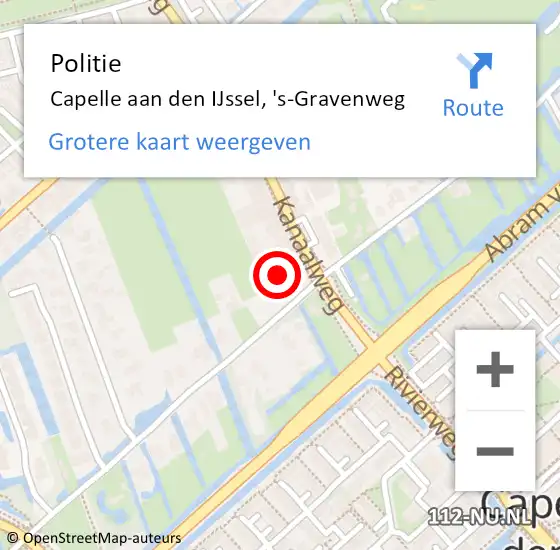 Locatie op kaart van de 112 melding: Politie Capelle aan den IJssel, 's-Gravenweg op 17 maart 2024 23:45