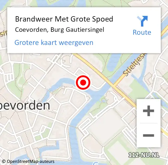 Locatie op kaart van de 112 melding: Brandweer Met Grote Spoed Naar Coevorden, Burg Gautiersingel op 17 maart 2024 23:57