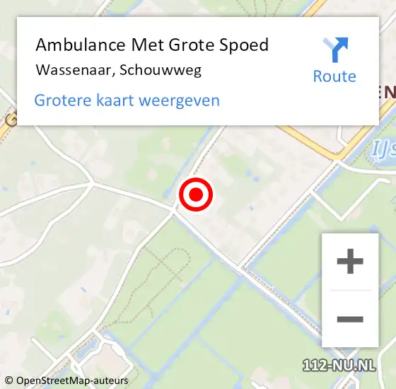 Locatie op kaart van de 112 melding: Ambulance Met Grote Spoed Naar Wassenaar, Schouwweg op 18 maart 2024 00:25