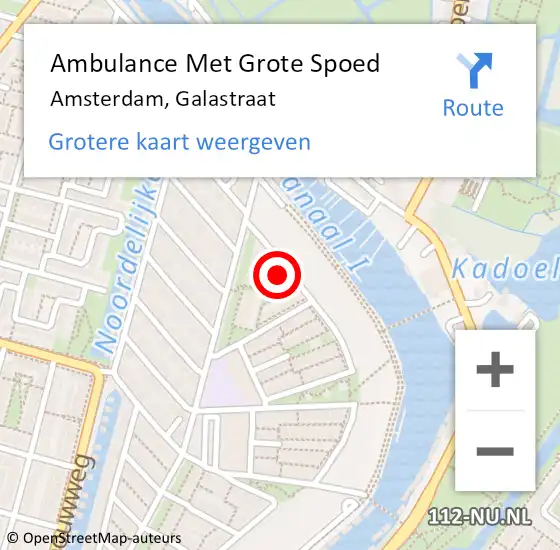 Locatie op kaart van de 112 melding: Ambulance Met Grote Spoed Naar Amsterdam, Galastraat op 18 maart 2024 00:48