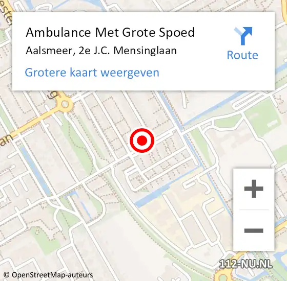 Locatie op kaart van de 112 melding: Ambulance Met Grote Spoed Naar Aalsmeer, 2e J.C. Mensinglaan op 18 maart 2024 01:07