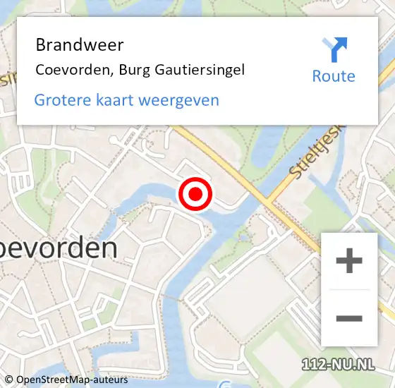 Locatie op kaart van de 112 melding: Brandweer Coevorden, Burg Gautiersingel op 18 maart 2024 01:36