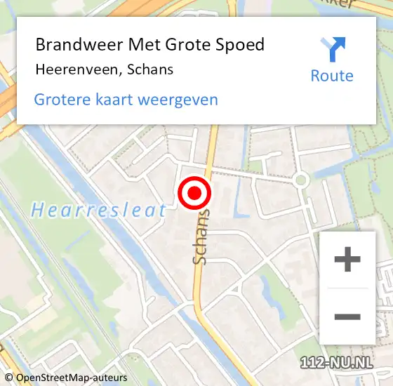 Locatie op kaart van de 112 melding: Brandweer Met Grote Spoed Naar Heerenveen, Schans op 18 maart 2024 02:39