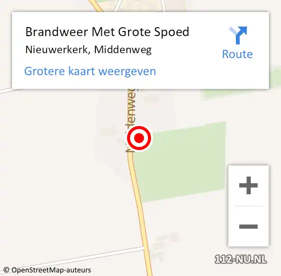 Locatie op kaart van de 112 melding: Brandweer Met Grote Spoed Naar Nieuwerkerk, Middenweg op 18 maart 2024 02:56