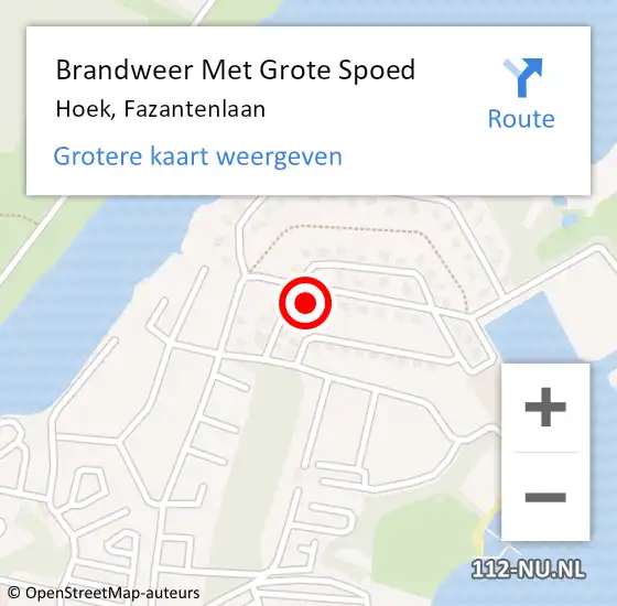 Locatie op kaart van de 112 melding: Brandweer Met Grote Spoed Naar Hoek, Fazantenlaan op 18 maart 2024 03:10