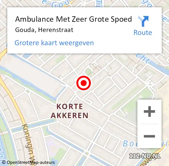 Locatie op kaart van de 112 melding: Ambulance Met Zeer Grote Spoed Naar Gouda, Herenstraat op 18 maart 2024 03:15