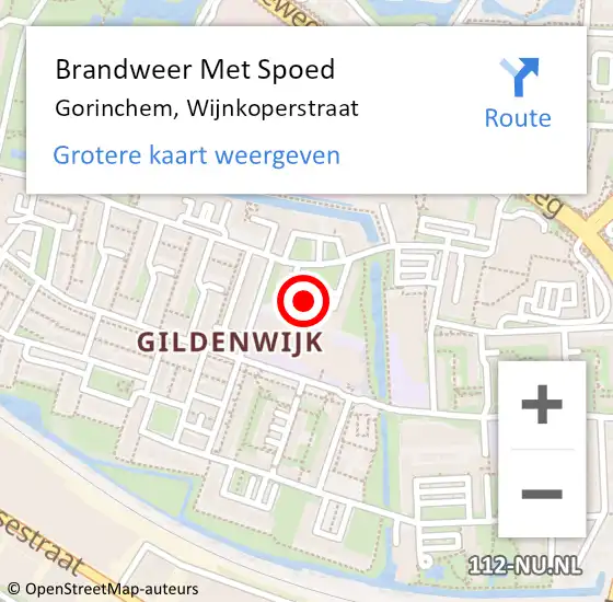 Locatie op kaart van de 112 melding: Brandweer Met Spoed Naar Gorinchem, Wijnkoperstraat op 18 maart 2024 03:16