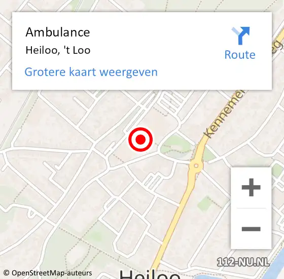 Locatie op kaart van de 112 melding: Ambulance Heiloo, 't Loo op 18 maart 2024 03:42